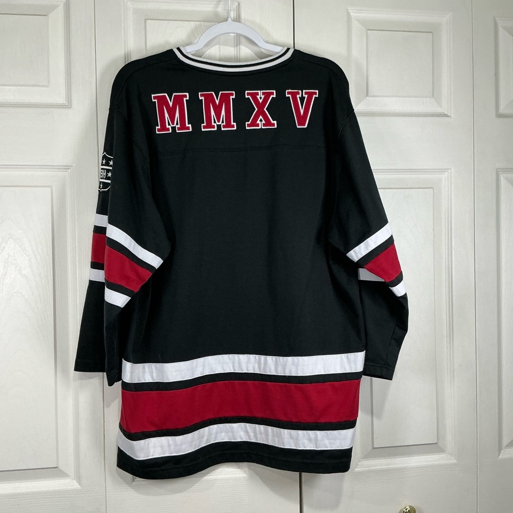 🤎 Ninth Hall Black Red and White “Hockey Jersey” Long Sleeve Shirt - Large - Picture 5 of 8